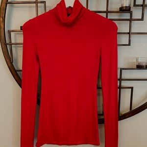 BCBG maxazria red thin turtleneck long sleeve XS